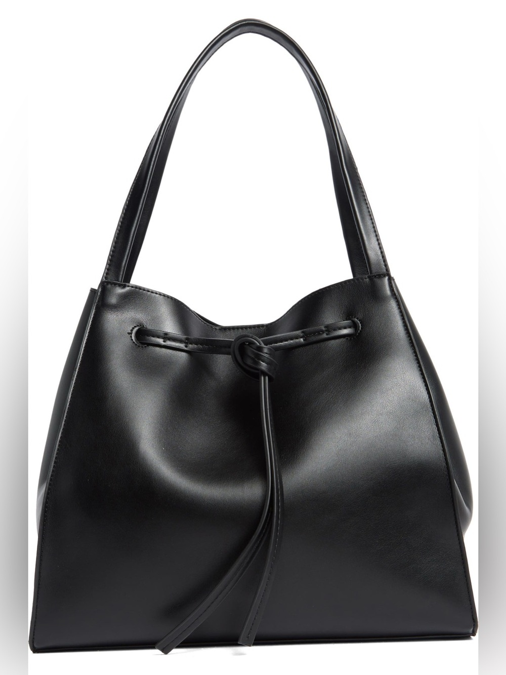 BCBG Black Leather Shoulder Tote